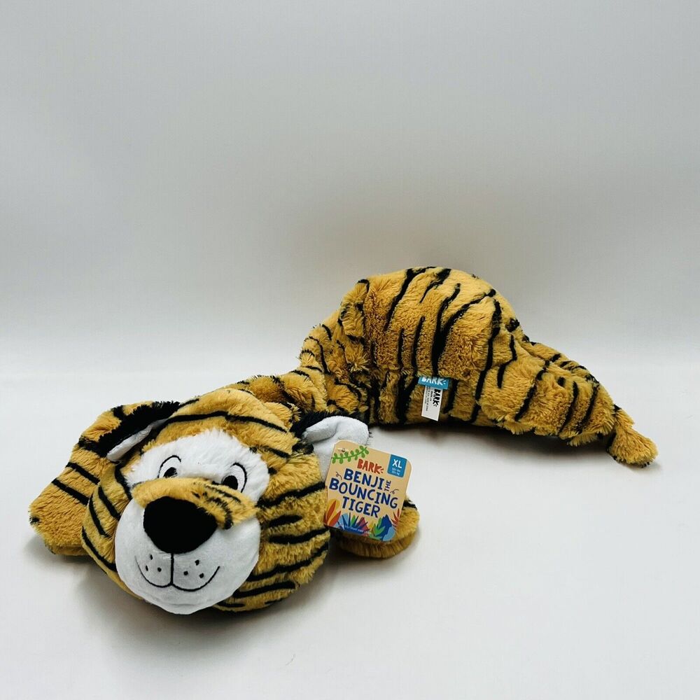 Bark Box XL Benji the Bouncing Tiger Bungee Crinkle 2 Squeakers New